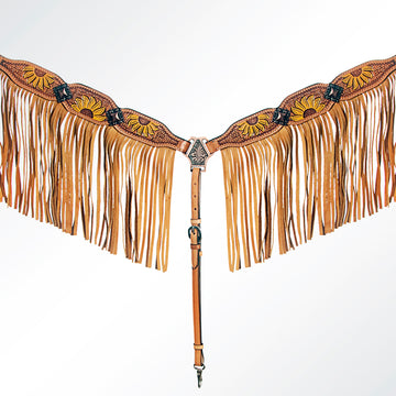 AMERICAN DARLING Western Horse Headstall Breast Collar Set Leather